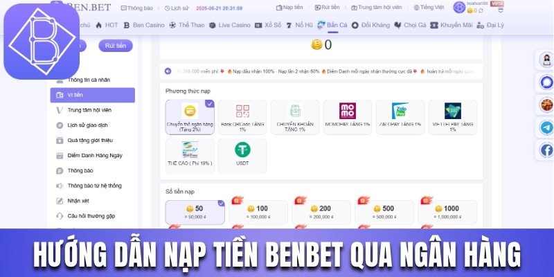Nạp tiền Benbet qua ngân hàng