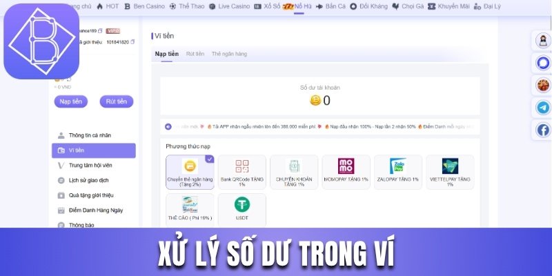 Xử lý số dư trong ví