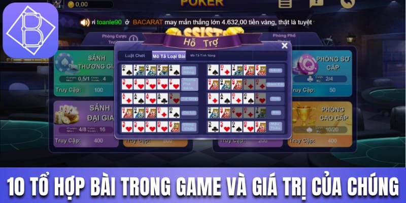 10 tổ hợp bài có trong game và giá trị của chúng