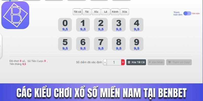 Các kiểu chơi xổ số miền Nam tại Benbet